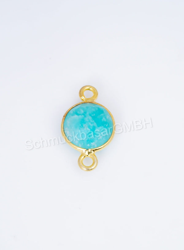 8 MM AMAZONITE BEZEL CONNECTOR