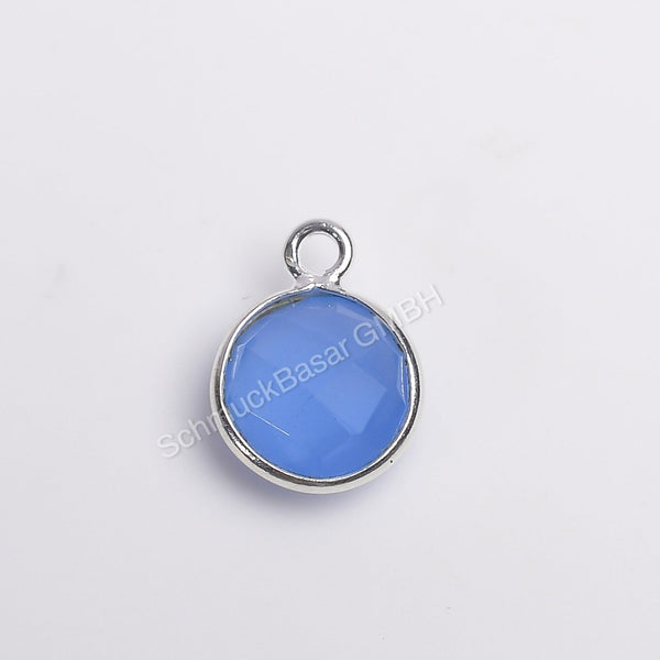 8 MM BLUE CHALCEDONY BEZEL CONNECTOR