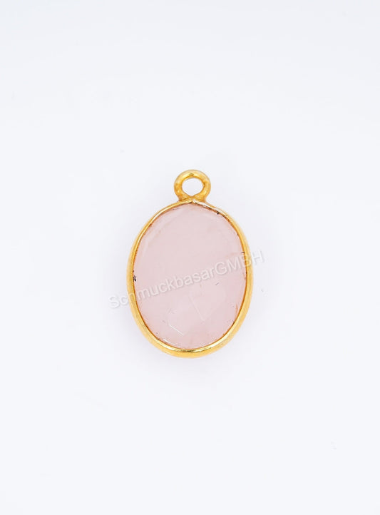 10 X 14 MM  ROSE QUARTZ BEZEL CONNECTOR