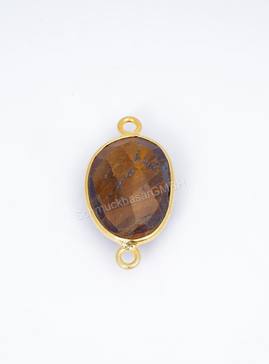 10 X 14 MM  TIGER EYE BEZEL CONNECTOR