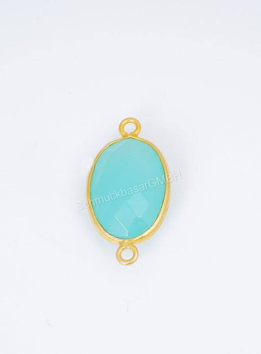 10 X 14 MM  AQUA CHALCEDONY BEZEL CONNECTOR