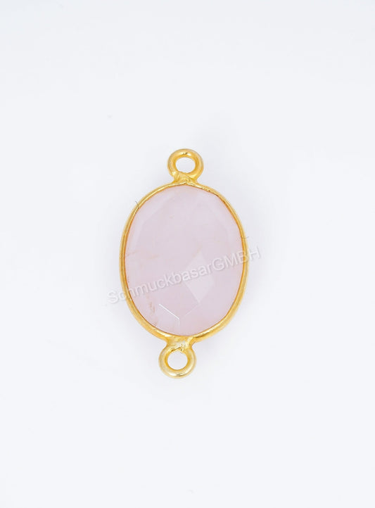 10 X 14 MM  ROSE QUARTZ BEZEL CONNECTOR