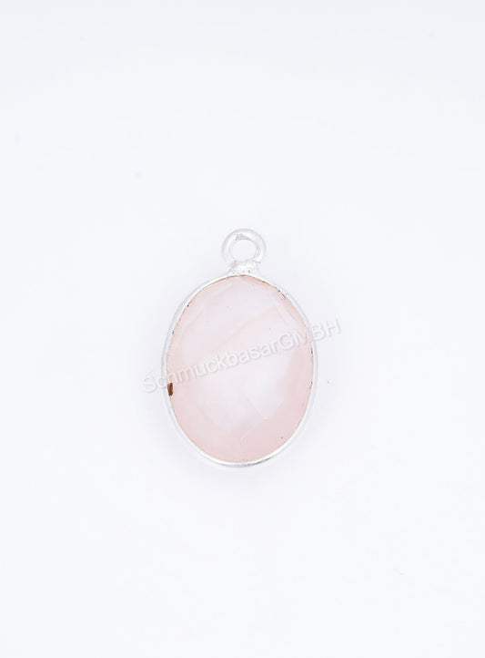 10 X 14 MM  ROSE QUARTZ BEZEL CONNECTOR