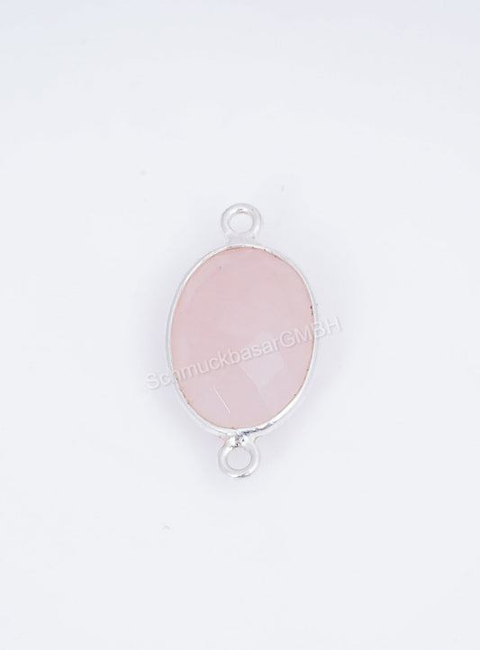 10 X 14 MM  ROSE QUARTZ BEZEL CONNECTOR