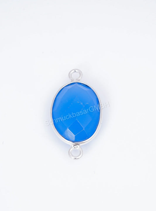 10 X 14 MM  BLUE CHALCEDONY BEZEL CONNECTOR