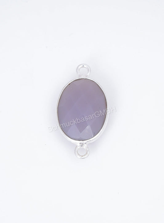 10 X 14 MM  GREY CHALCEDONY BEZEL CONNECTOR