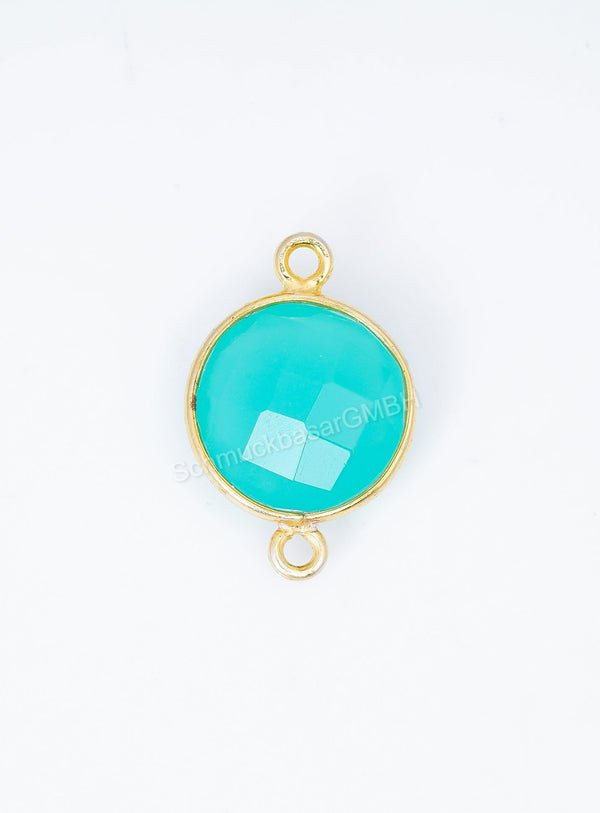 12 MM AQUA CHALCEDONY BEZEL CONNECTOR