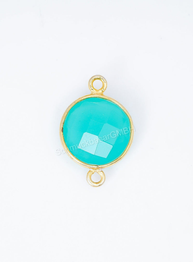 12 MM AQUA CHALCEDONY BEZEL CONNECTOR