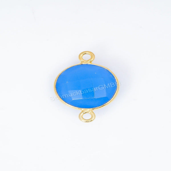 12 MM BLUE CHALCEDONY BEZEL CONNECTOR