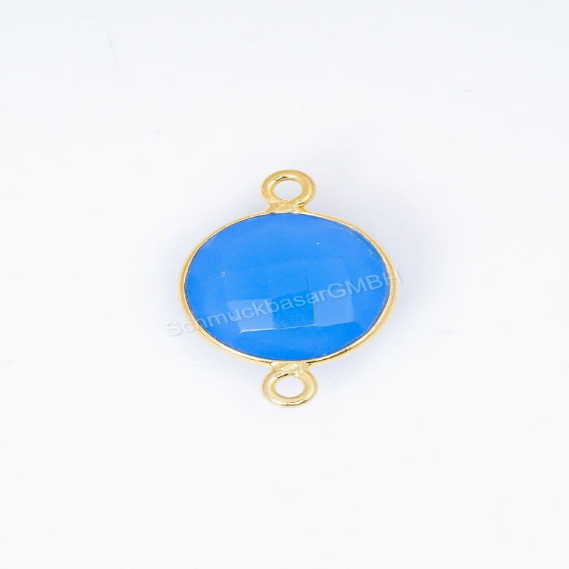 12 MM BLUE CHALCEDONY BEZEL CONNECTOR