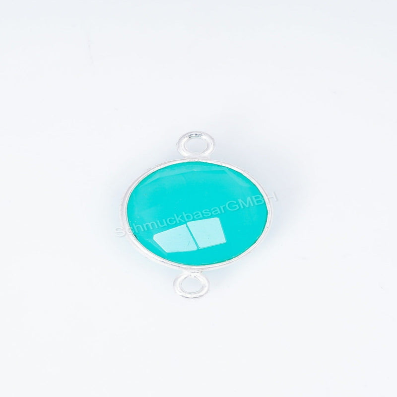 12 MM AQUA CHALCEDONY BEZEL CONNECTOR