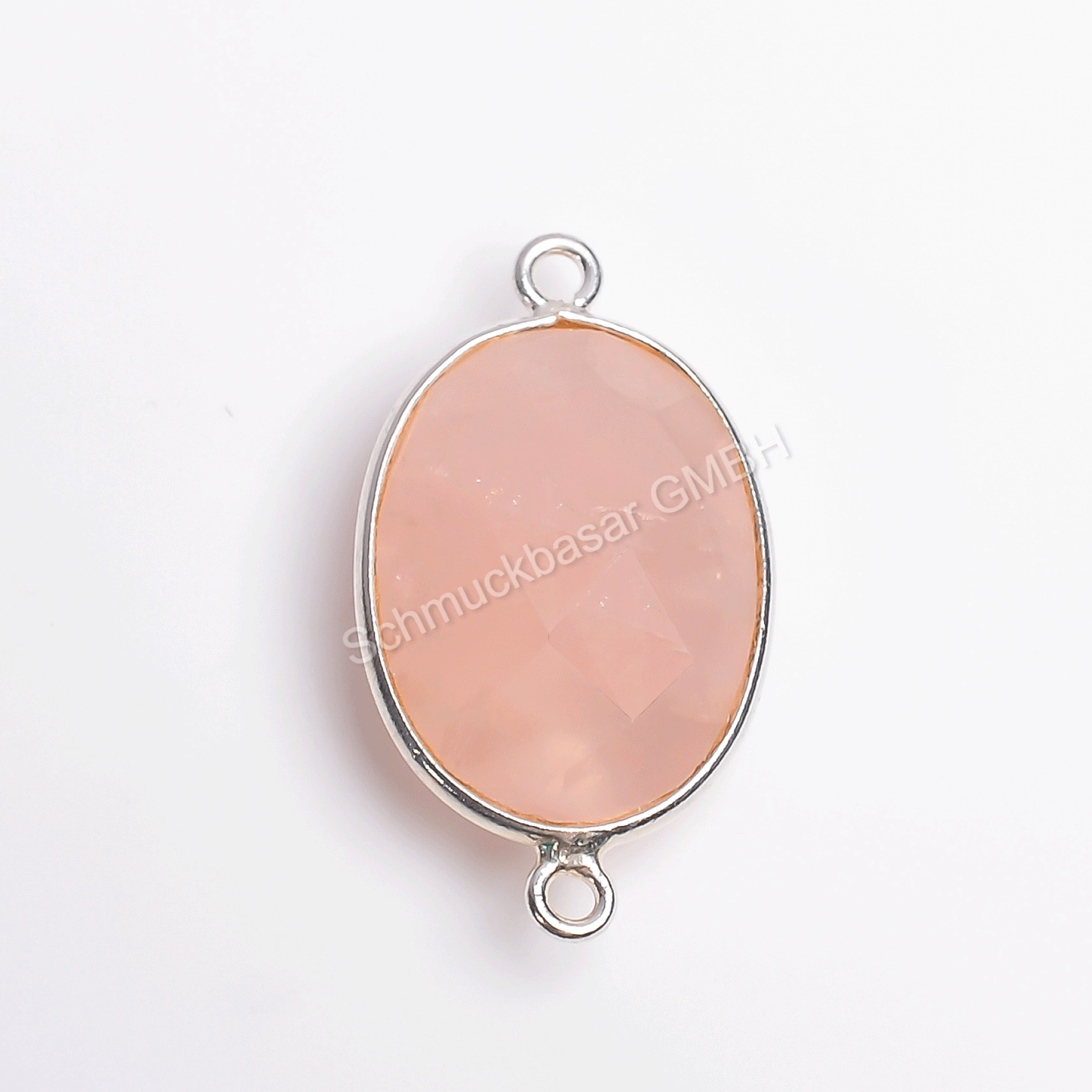 13 X 18 MM  ROSE QUARTZ BEZEL CONNECTOR